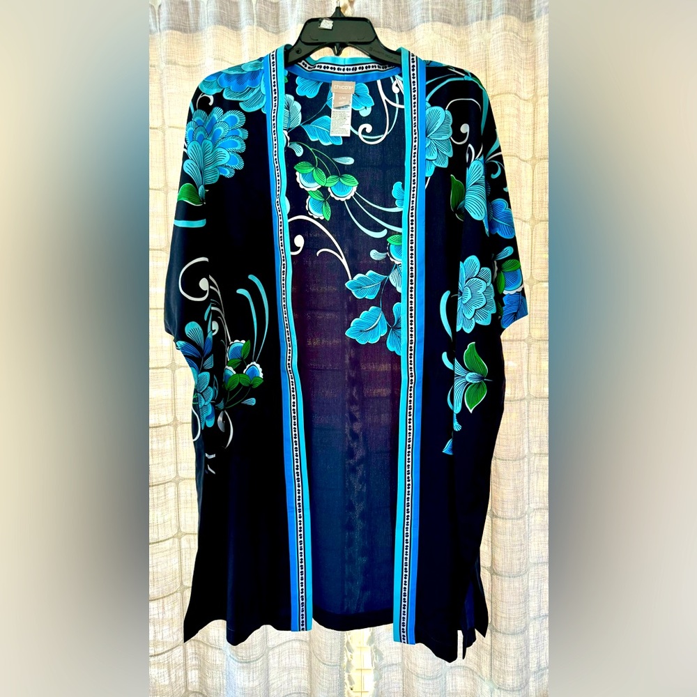 Chicos Ruana in blue print